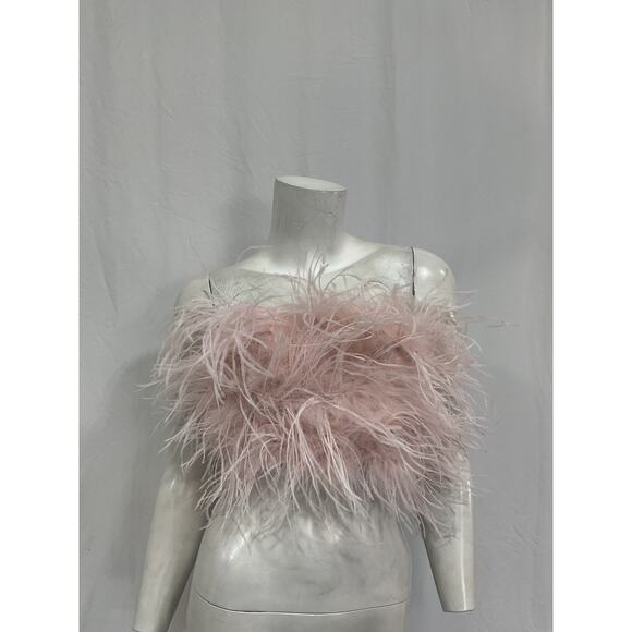 Lamarque 'Zaina' Pink Turkey Feathers Top Size XS - Picture 2 of 5